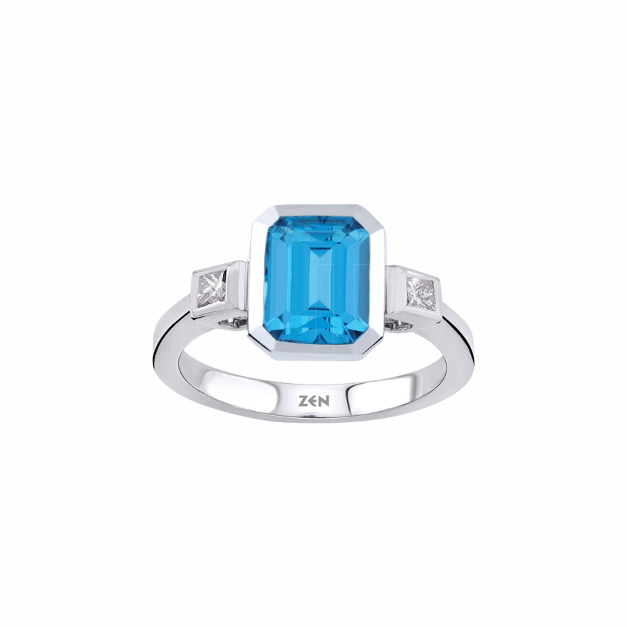 Blue Topaz Diamond Half Set - 3