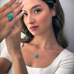 Turquoise Diamond Half Set - 1