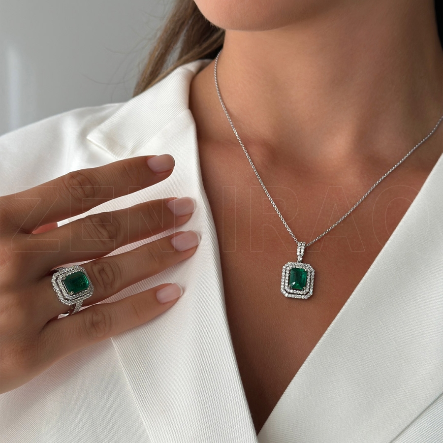 Emerald Diamond Half Set - 3