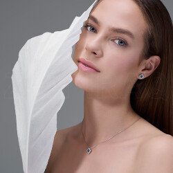 Blue Topaz Diamond Half Set