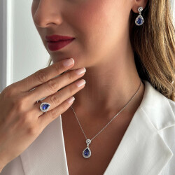 هاف سيت ألماس مع حجر التنزانييت - 3