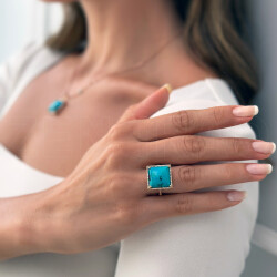 هاف سيت ألماس مع حجر التركواز - 2