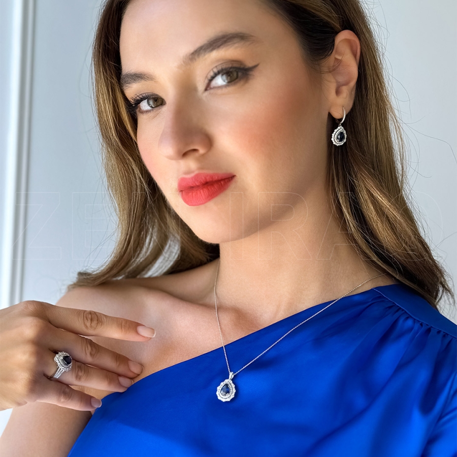 هاف سيت ألماس مع حجر الزفير