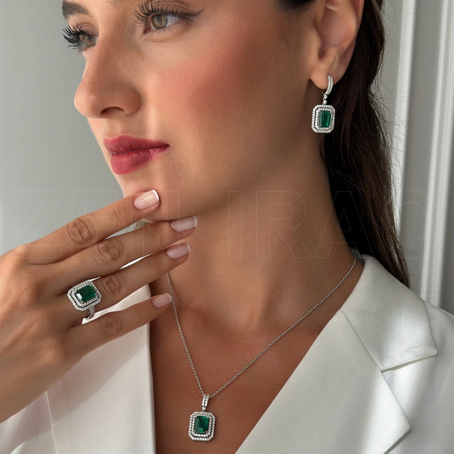 Emerald Diamond Half Set