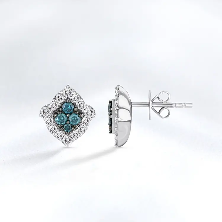 Blue Topaz Diamond Earrings - 1