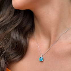 Blue Topaz Diamond Pendant - 1