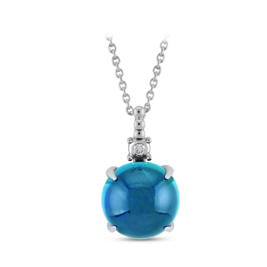 Blue Topaz Diamond Pendant - 1