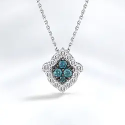 Blue Topaz Diamond Pendant - 2