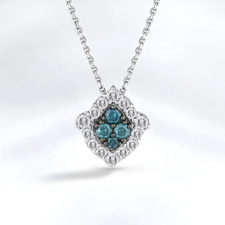 Blue Topaz Diamond Pendant - 2