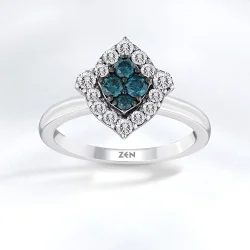 Blue Topaz Diamond Ring - 1