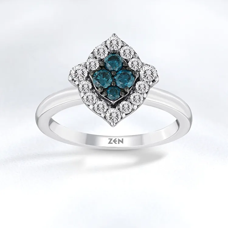 Blue Topaz Diamond Ring - 1