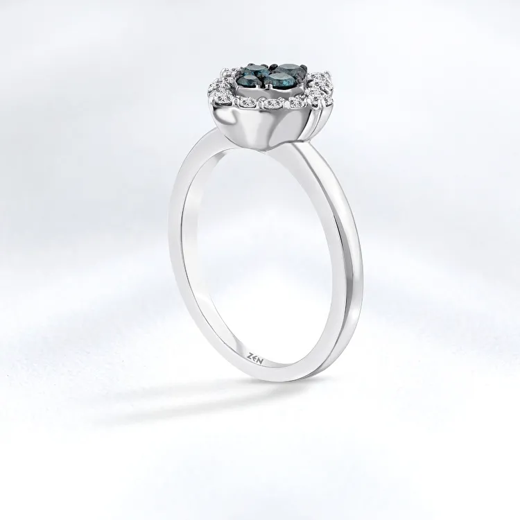 Blue Topaz Diamond Ring - 3