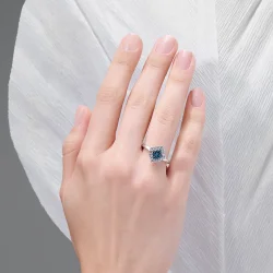 Blue Topaz Diamond Ring - 2