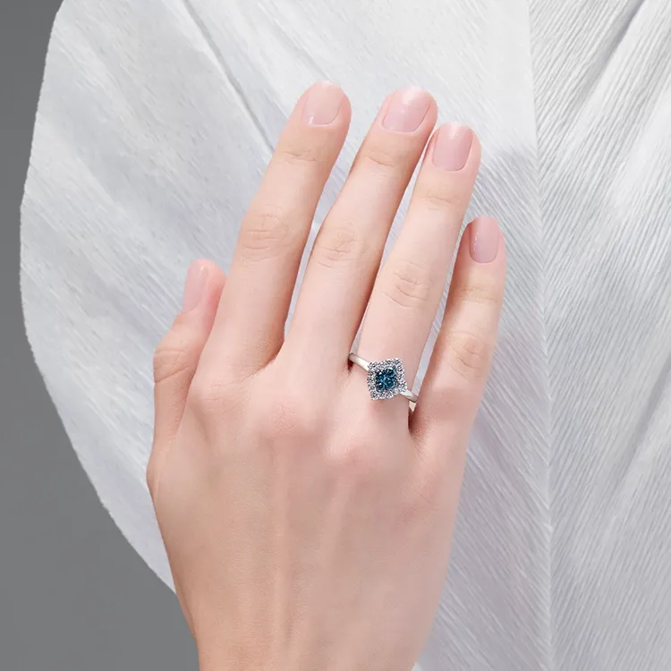 Blue Topaz Diamond Ring - 2
