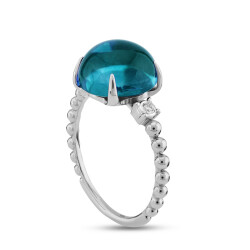 Blue Topaz Diamond Ring - 2