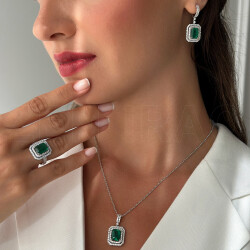 Emerald Diamond Earrings - 1