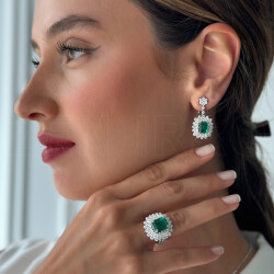 Emerald Diamond Earrings - 1