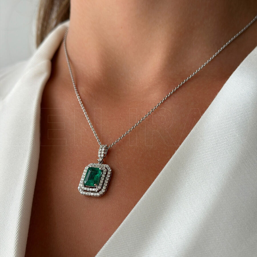 Emerald Diamond Pendant - 1