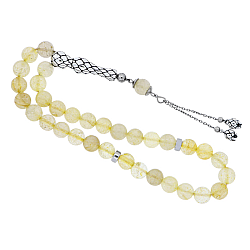 Golden Rutilated Quartz Rosary & 0.20 Black Diamond - Zen Diamond