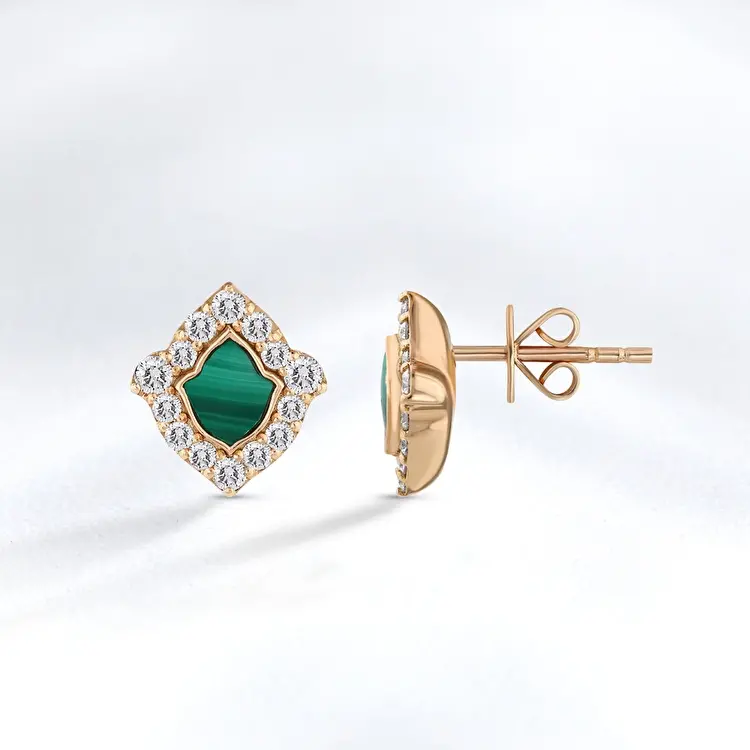 Malachite Diamond Earrings - 1