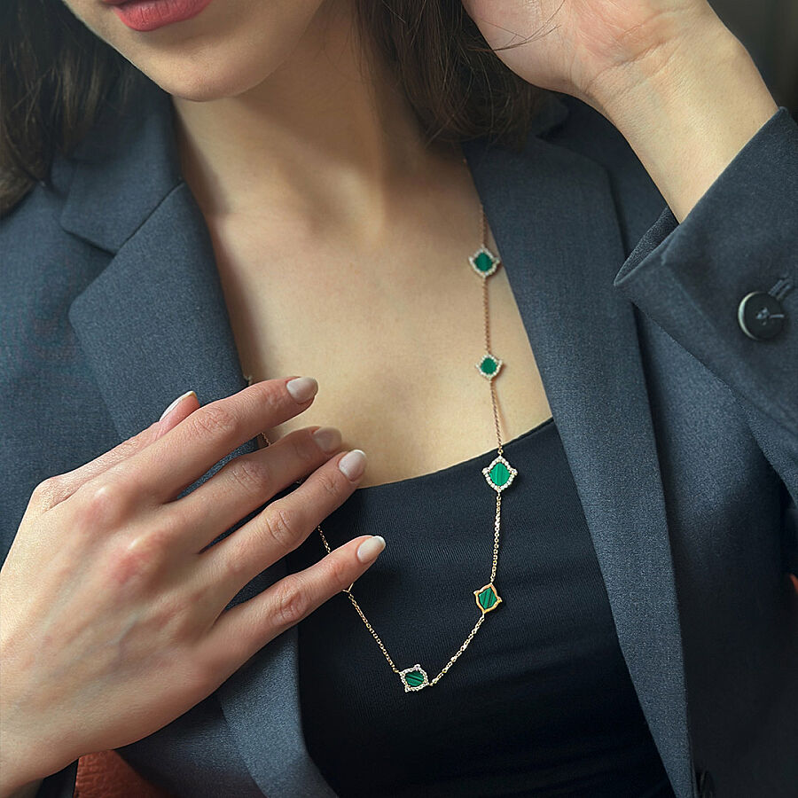 14.02 Carat Malachite Diamond Pendant - 2
