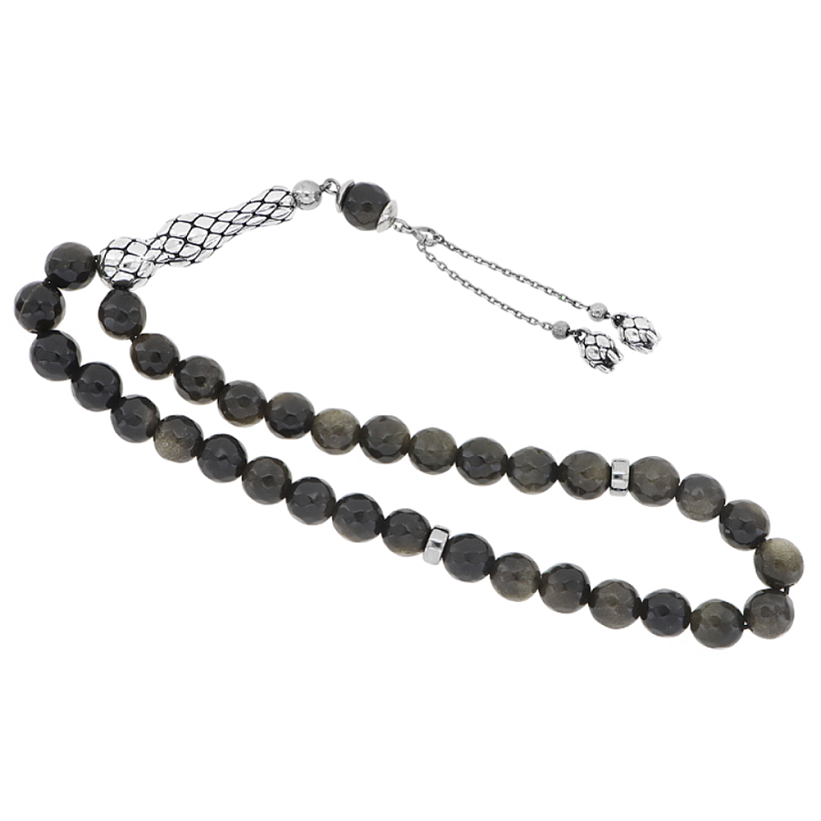 Obsidian Rosary & 0.20 Black Diamond - 1