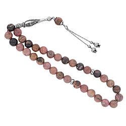 Rhodonite Rosary & 0.20 Black Diamond - Zen Diamond