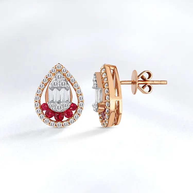 Ruby Diamond Earrings - 1