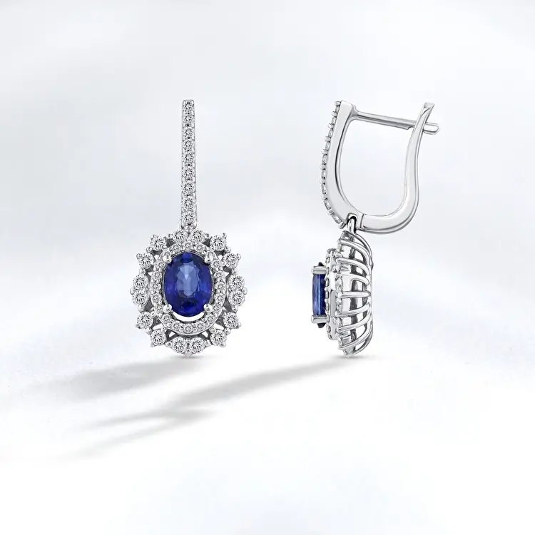 Sapphire Diamond Earrings - 1