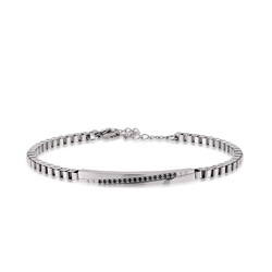 سوار ستانلس ستيل مرصع بالألماس الأسود 0,11 قراط - 1