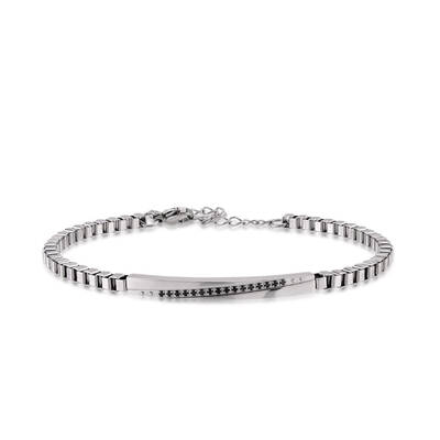 سوار ستانلس ستيل مرصع بالألماس الأسود 0,11 قراط - 1