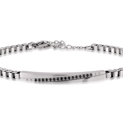 سوار ستانلس ستيل مرصع بالألماس الأسود 0,11 قراط - 2