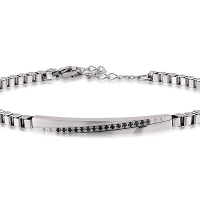 سوار ستانلس ستيل مرصع بالألماس الأسود 0,11 قراط - 2