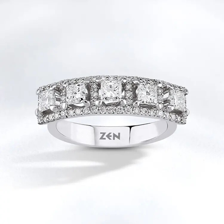خاتم خمس أحجار مرصع بالألماس 1,20 قراط - Zen Diamond