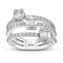 خاتم مرصع بألماس الباجيت 0,89 قيراط - Zen Diamond
