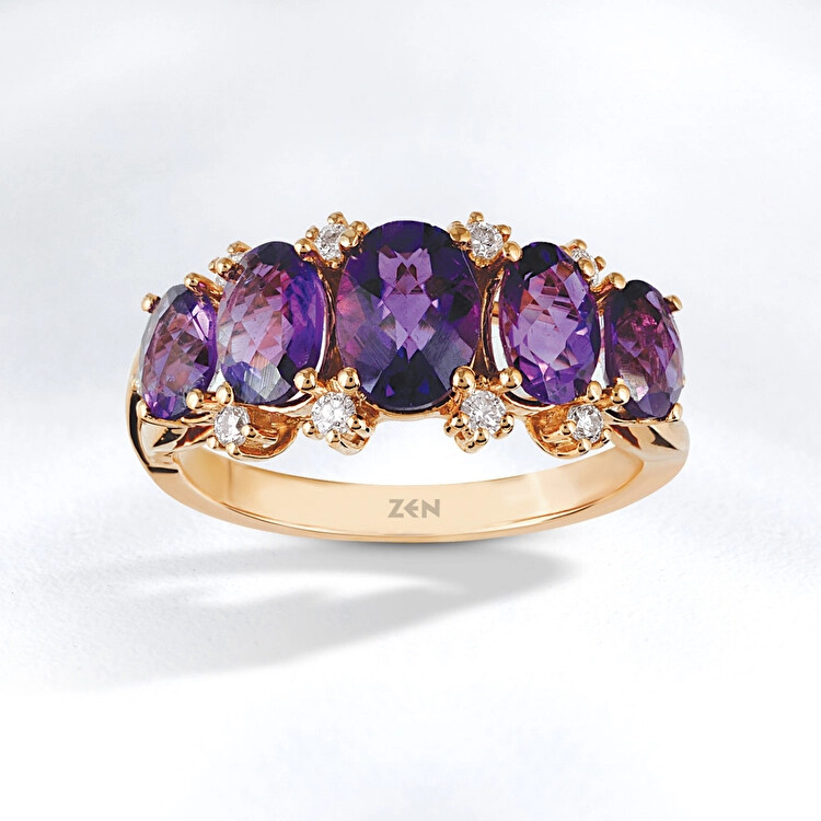 خاتم مرصع بالألماس مع حجر الأماتيست 2,17 قراط - Zen Diamond