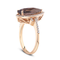 خاتم مرصع بالألماس مع حجر السموكي كوارتز 2,27 قراط - 3