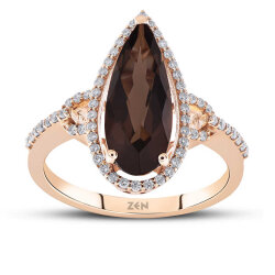خاتم مرصع بالألماس مع حجر السموكي كوارتز 2,27 قراط - Zen Diamond