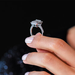 خاتم مرصع بألماس الباجيت 1,10 قيراط - 3