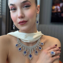 طقم زفاف مرصّع بالألماس مع حجر التنزنايت - 6