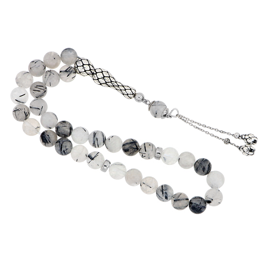 Tourmaline Quartz Rosary & 0.20 Black Diamond - 1
