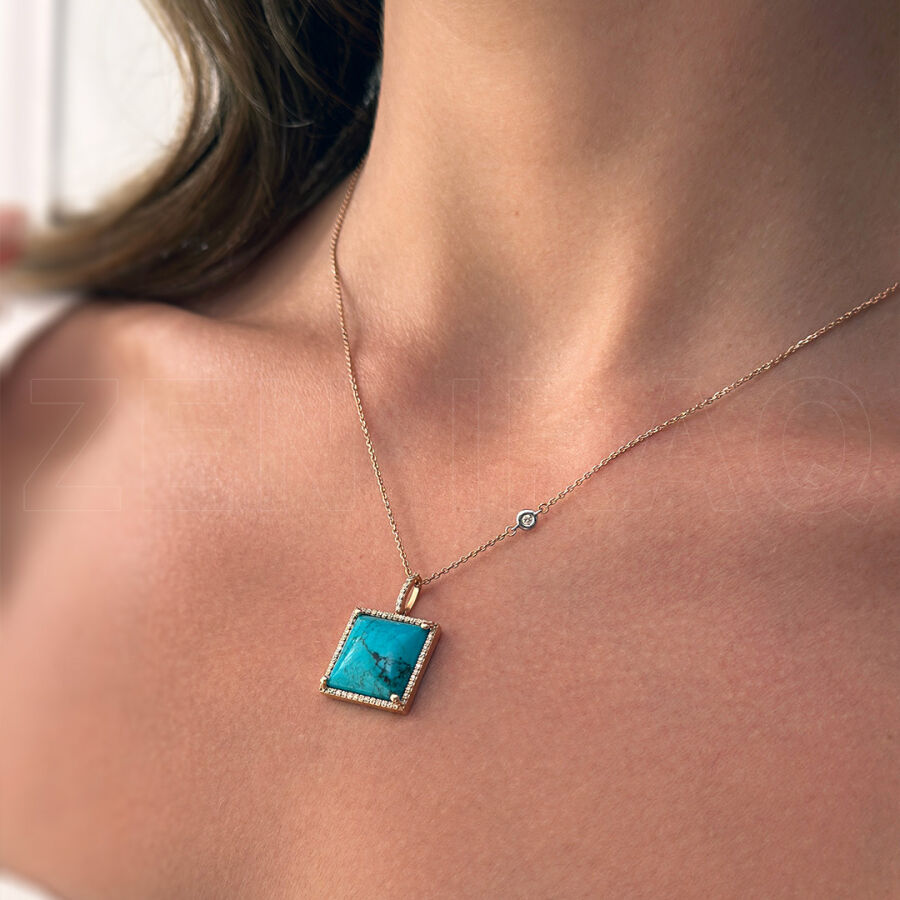 Turquoise Diamond Pendant - 1